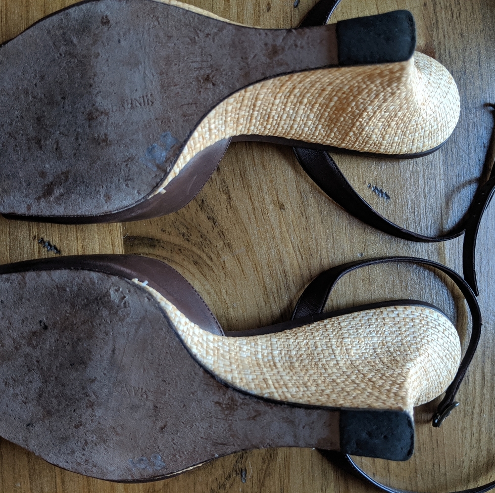 Brown Manolo Blahnik Raffia Wedges - Size 7.5 - Picture 7 of 7